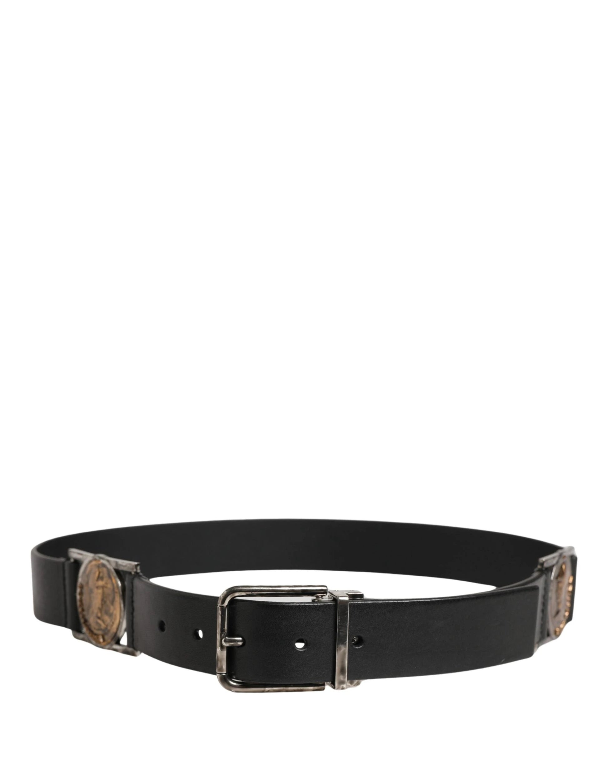 Dolce & Gabbana Men Black Classic Leather Metal Buckle Belt by Dolce & Gabbana
