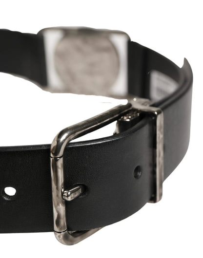Dolce & Gabbana Men Black Classic Leather Metal Buckle Belt by Dolce & Gabbana