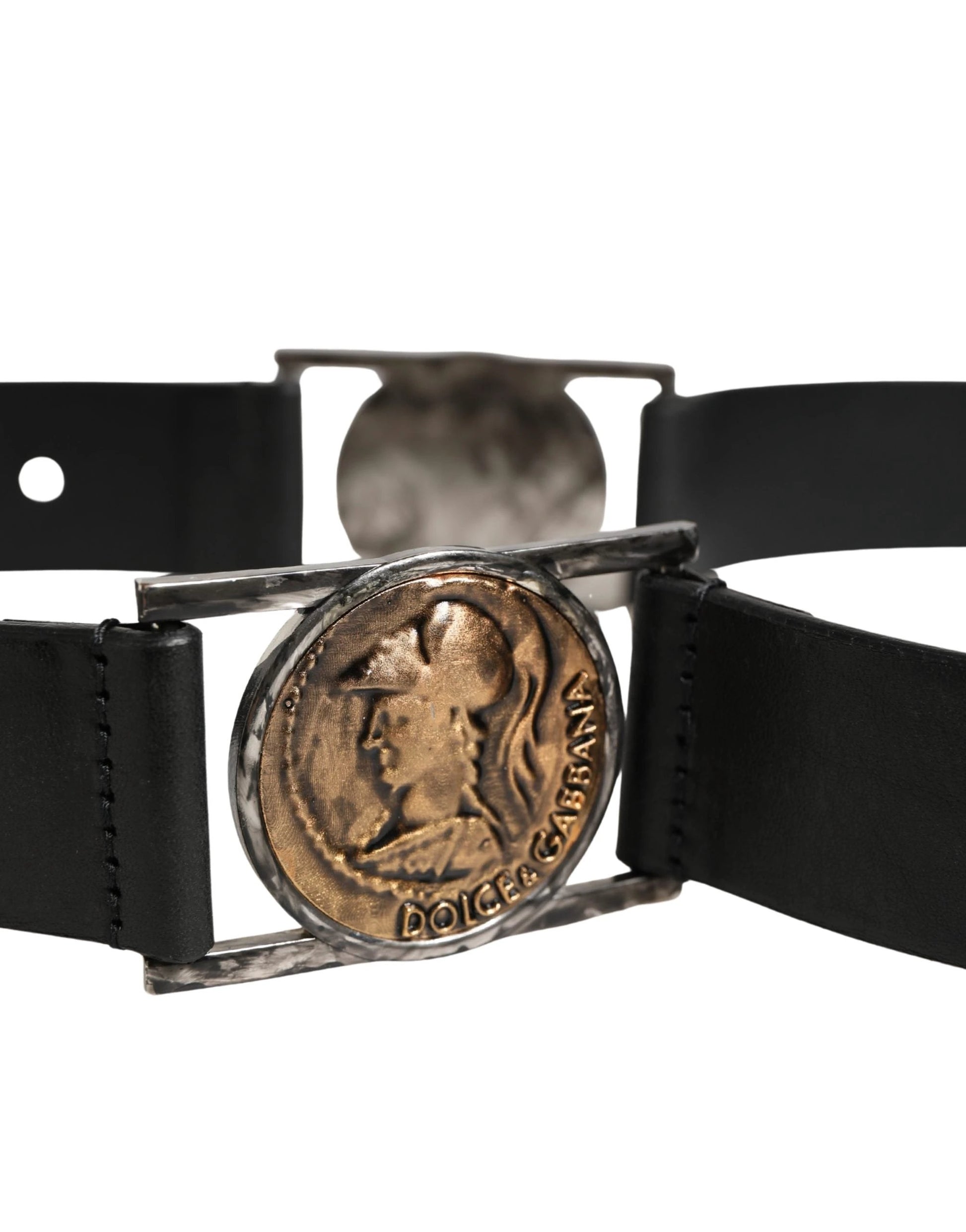 Dolce & Gabbana Men Black Classic Leather Metal Buckle Belt by Dolce & Gabbana