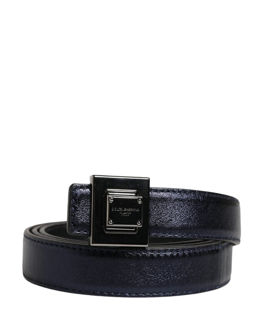 Dolce & Gabbana Men Black Classic Leather Square Buckle Belt by Dolce & Gabbana