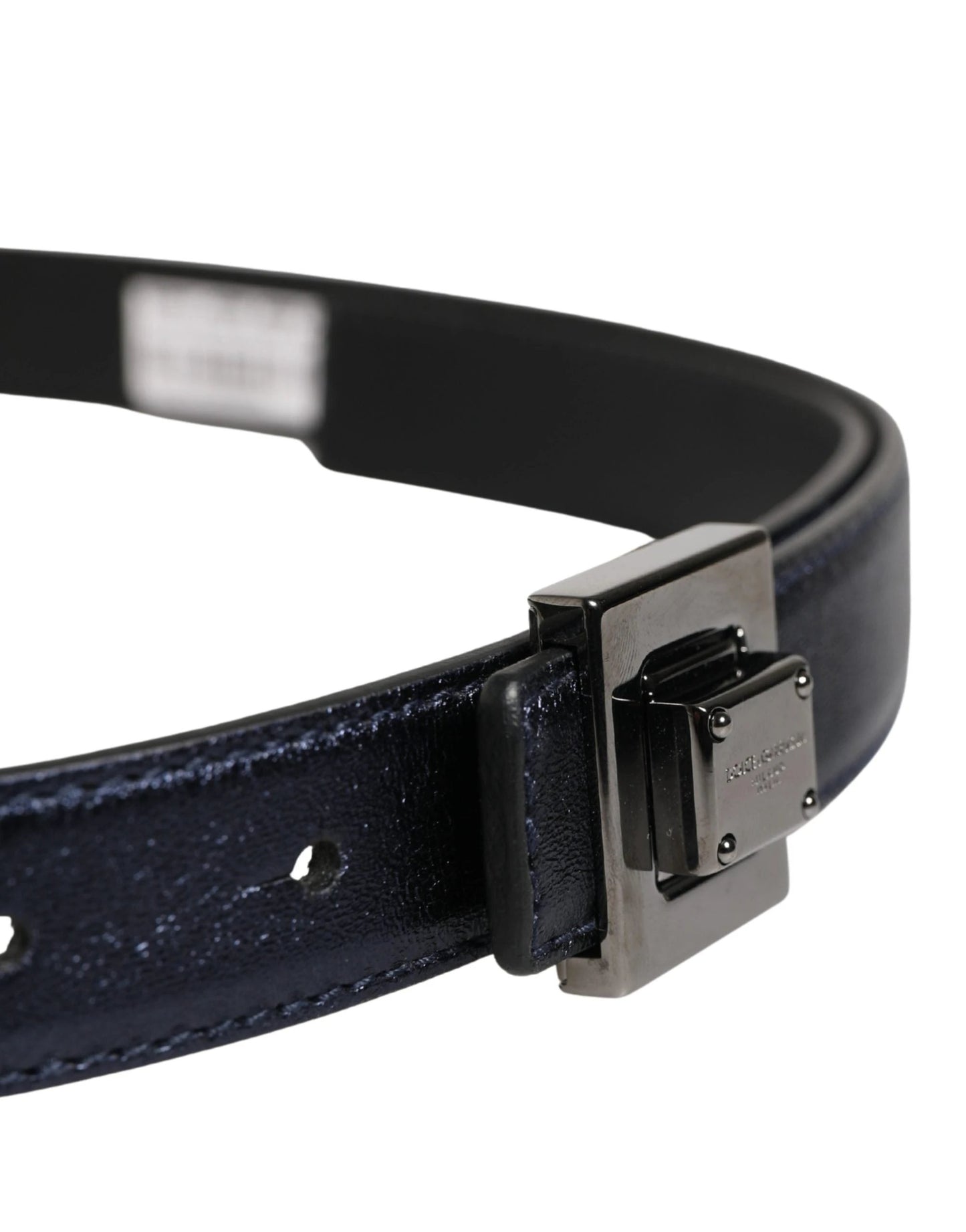 Dolce & Gabbana Men Black Classic Leather Square Buckle Belt by Dolce & Gabbana