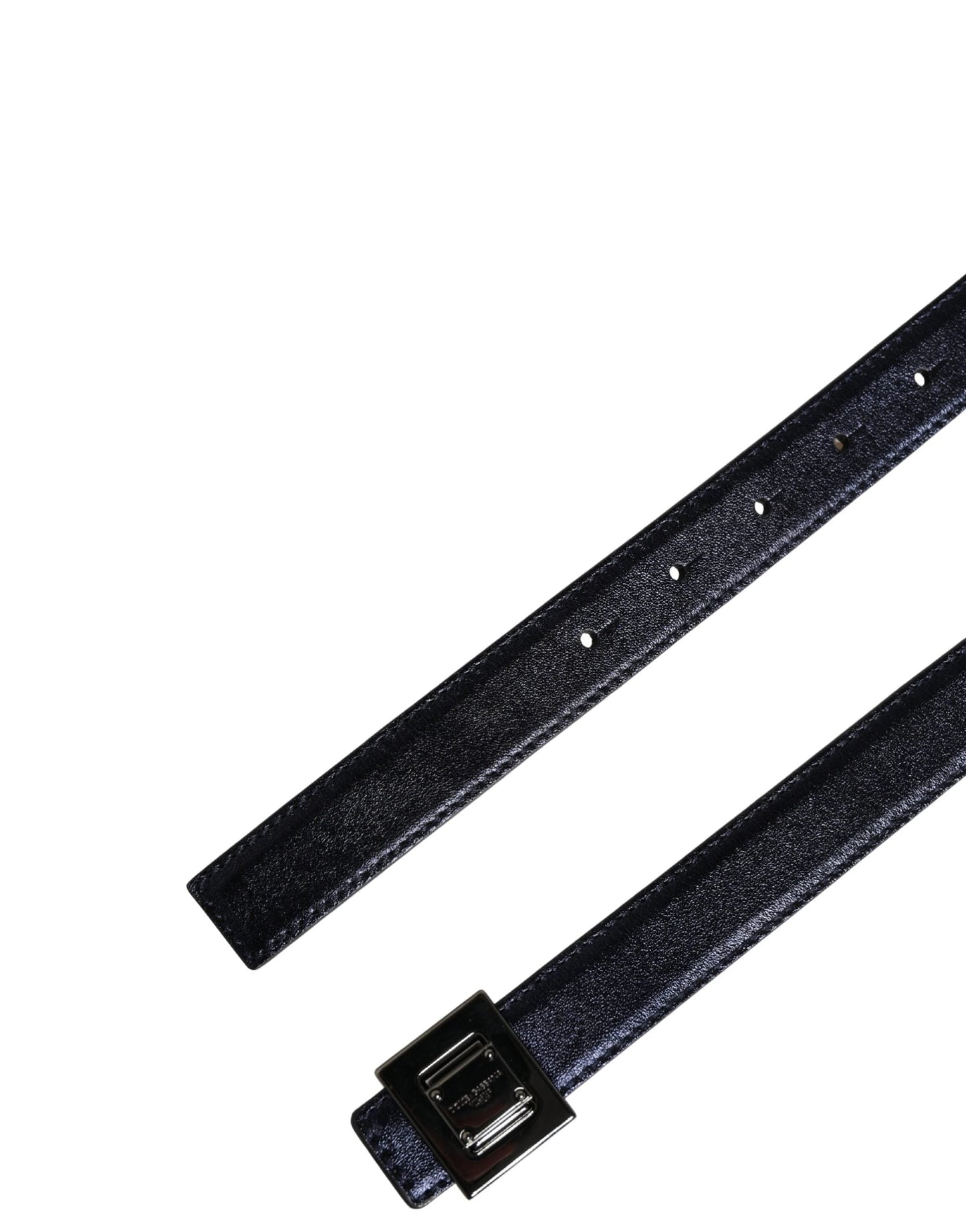 Dolce & Gabbana Men Black Classic Leather Square Buckle Belt by Dolce & Gabbana
