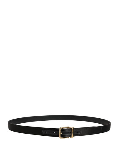 Dolce & Gabbana Men Black Classic Viscose Metal Buckle Belt by Dolce & Gabbana