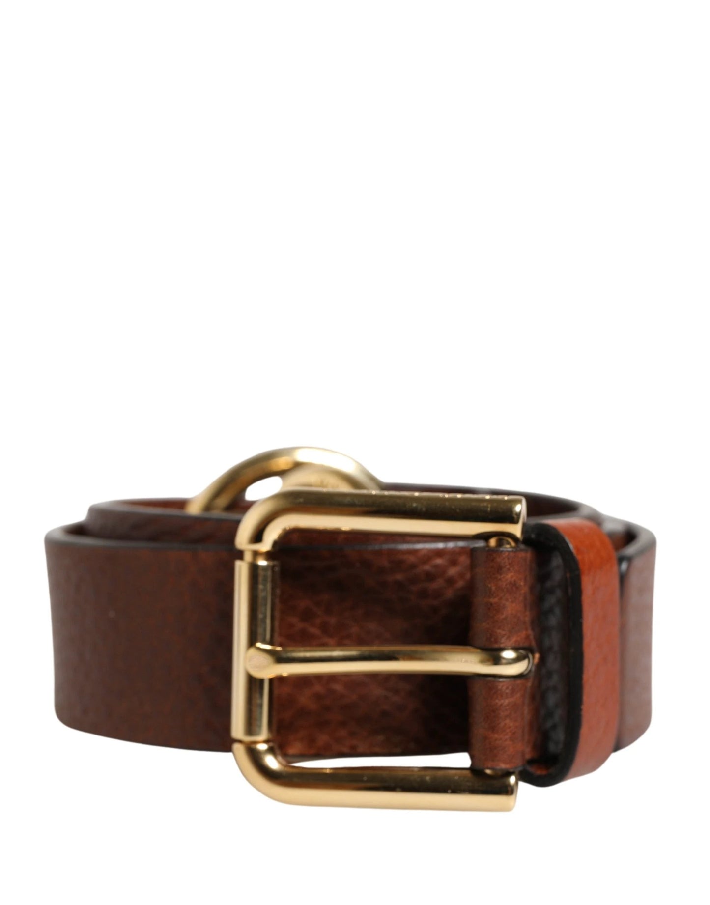 Dolce & Gabbana Men Brown Classic Leather Metal Buckle Belt by Dolce & Gabbana