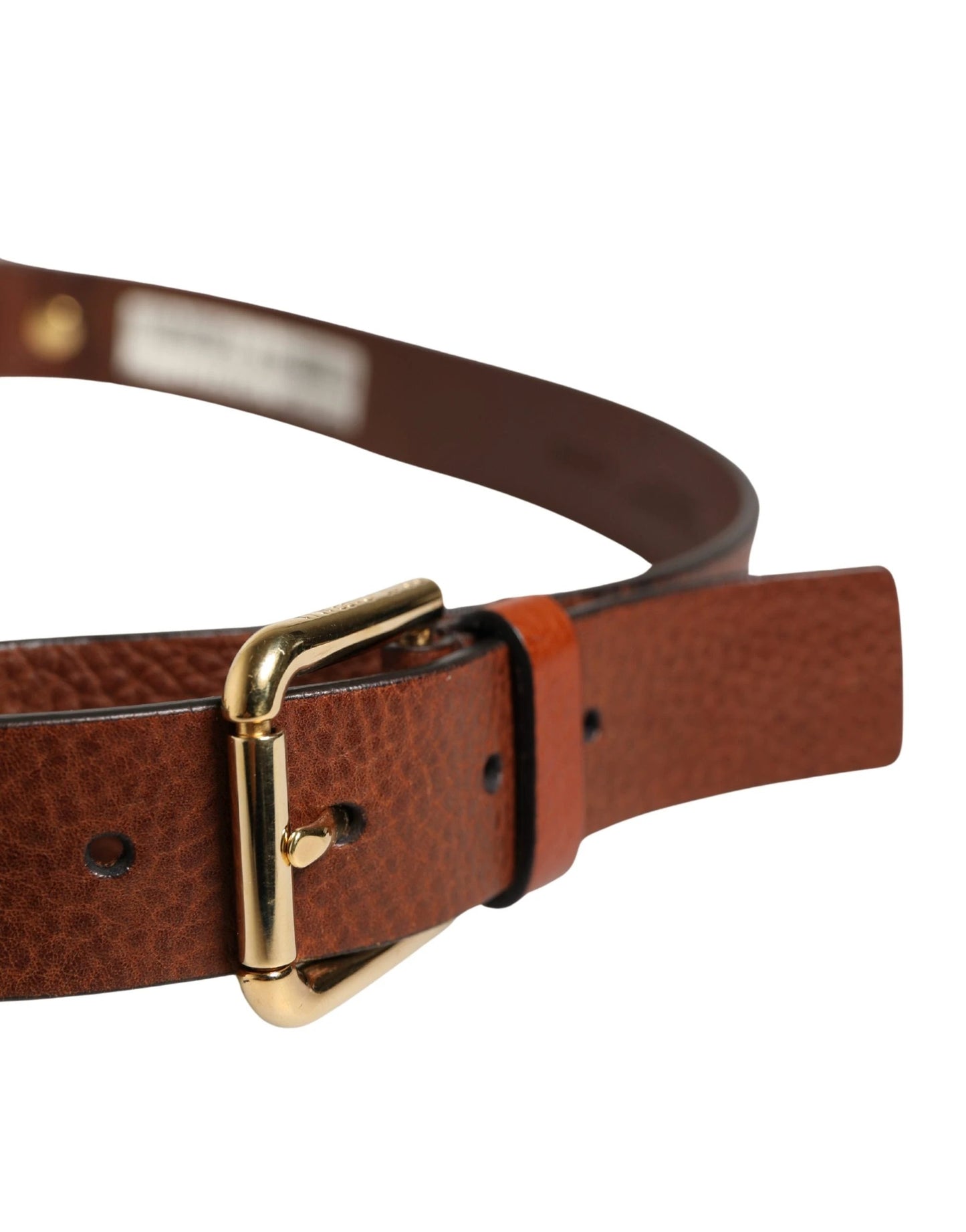 Dolce & Gabbana Men Brown Classic Leather Metal Buckle Belt by Dolce & Gabbana