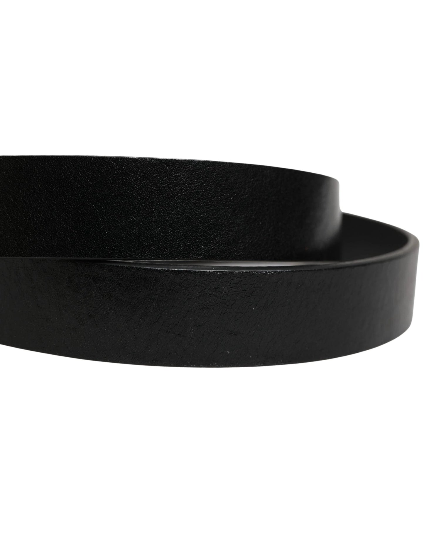 Dolce & Gabbana Men Black Classic Leather Logo Buckle Belt by Dolce & Gabbana