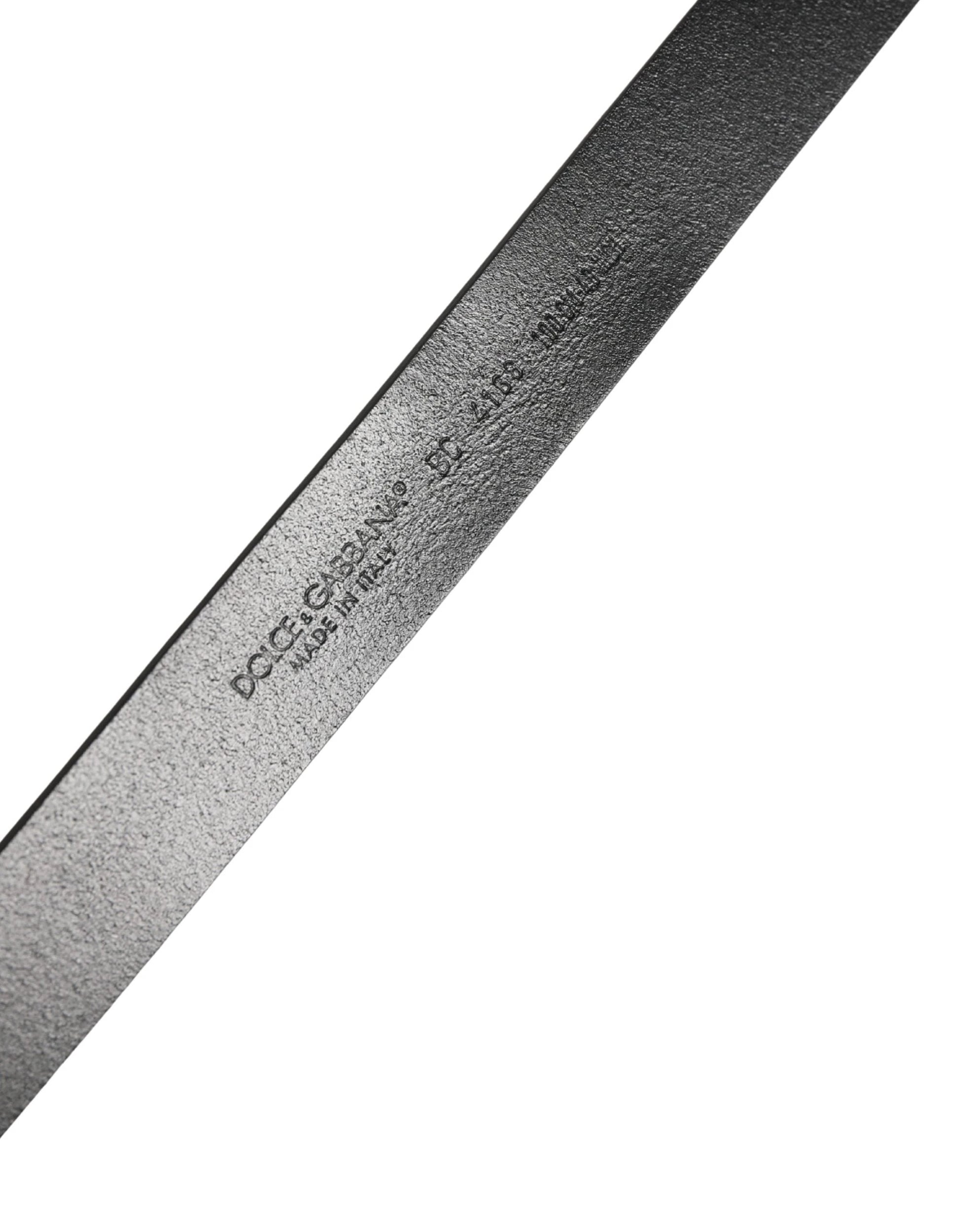 Dolce & Gabbana Men Black Classic Leather Logo Buckle Belt by Dolce & Gabbana