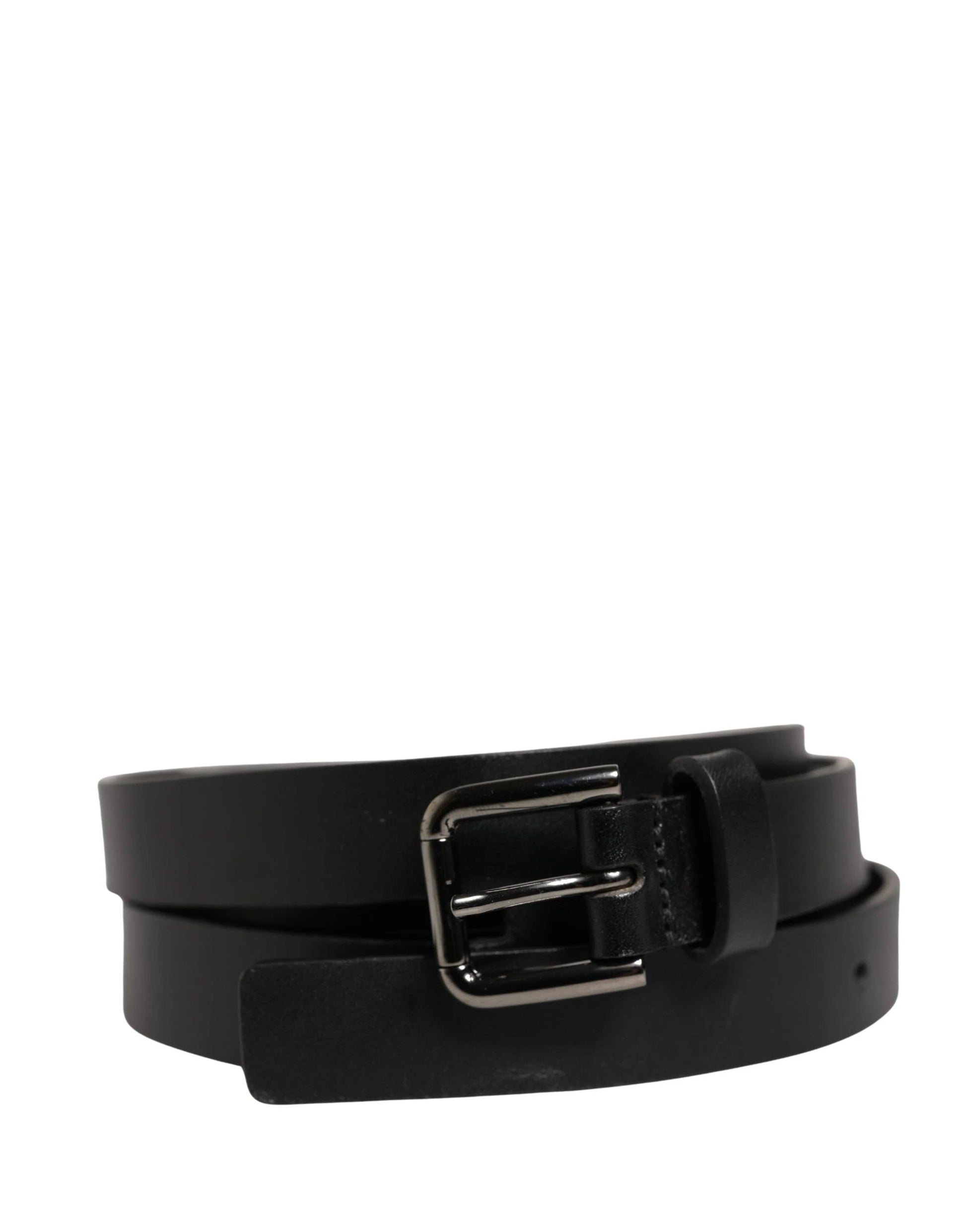 Dolce & Gabbana Black Double Strap Leather Silver Buckle Belt by Dolce & Gabbana