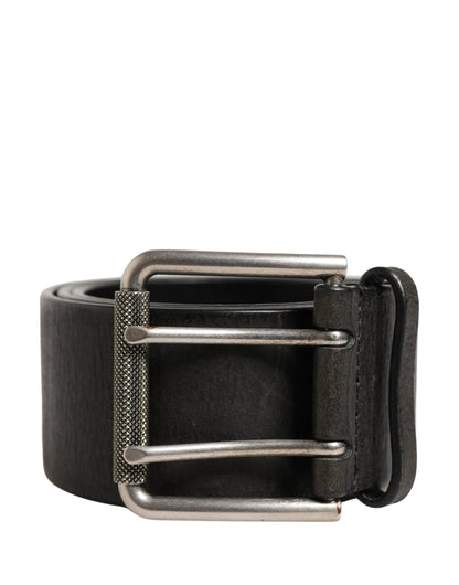 Dolce & Gabbana Men Black Classic Leather Metal Buckle Belt by Dolce & Gabbana