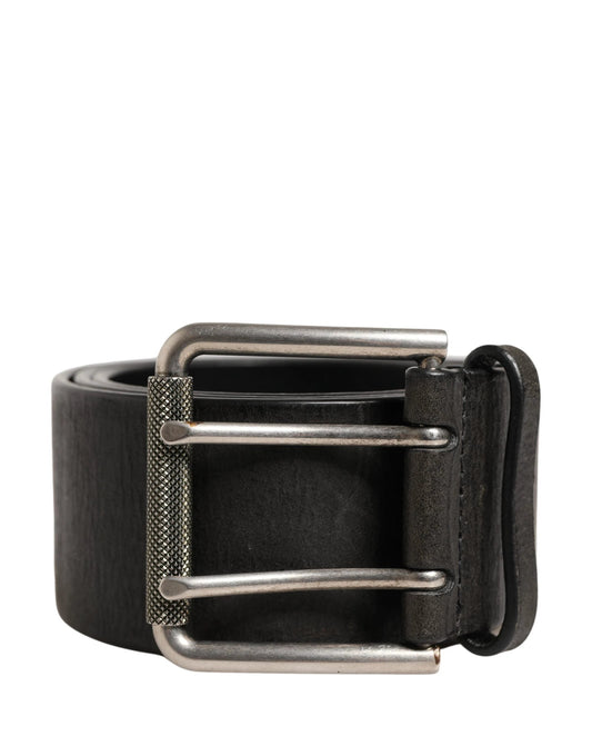 Dolce & Gabbana Men Black Classic Leather Metal Buckle Belt by Dolce & Gabbana