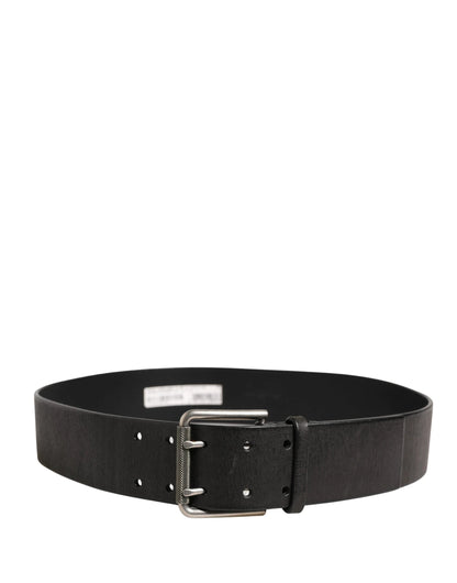 Dolce & Gabbana Men Black Classic Leather Metal Buckle Belt by Dolce & Gabbana
