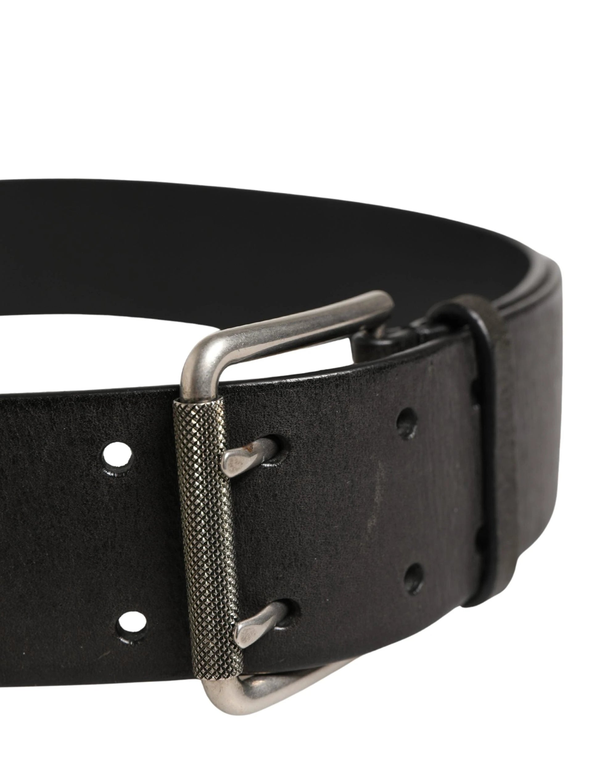 Dolce & Gabbana Men Black Classic Leather Metal Buckle Belt by Dolce & Gabbana