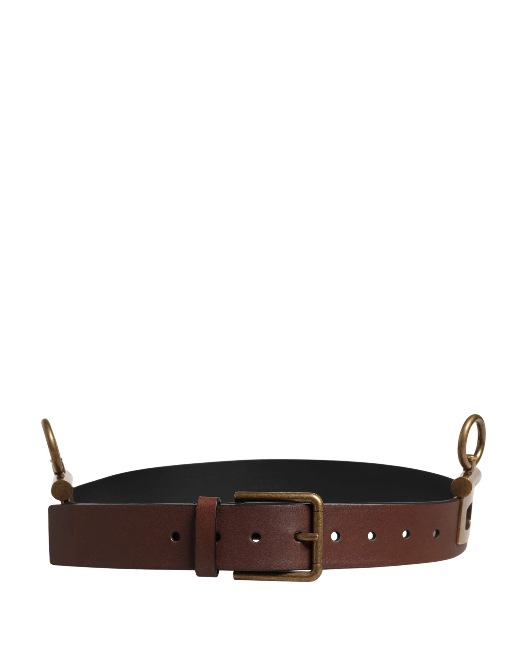 Dolce & Gabbana Men Brown Classic Leather Metal Buckle Belt by Dolce & Gabbana