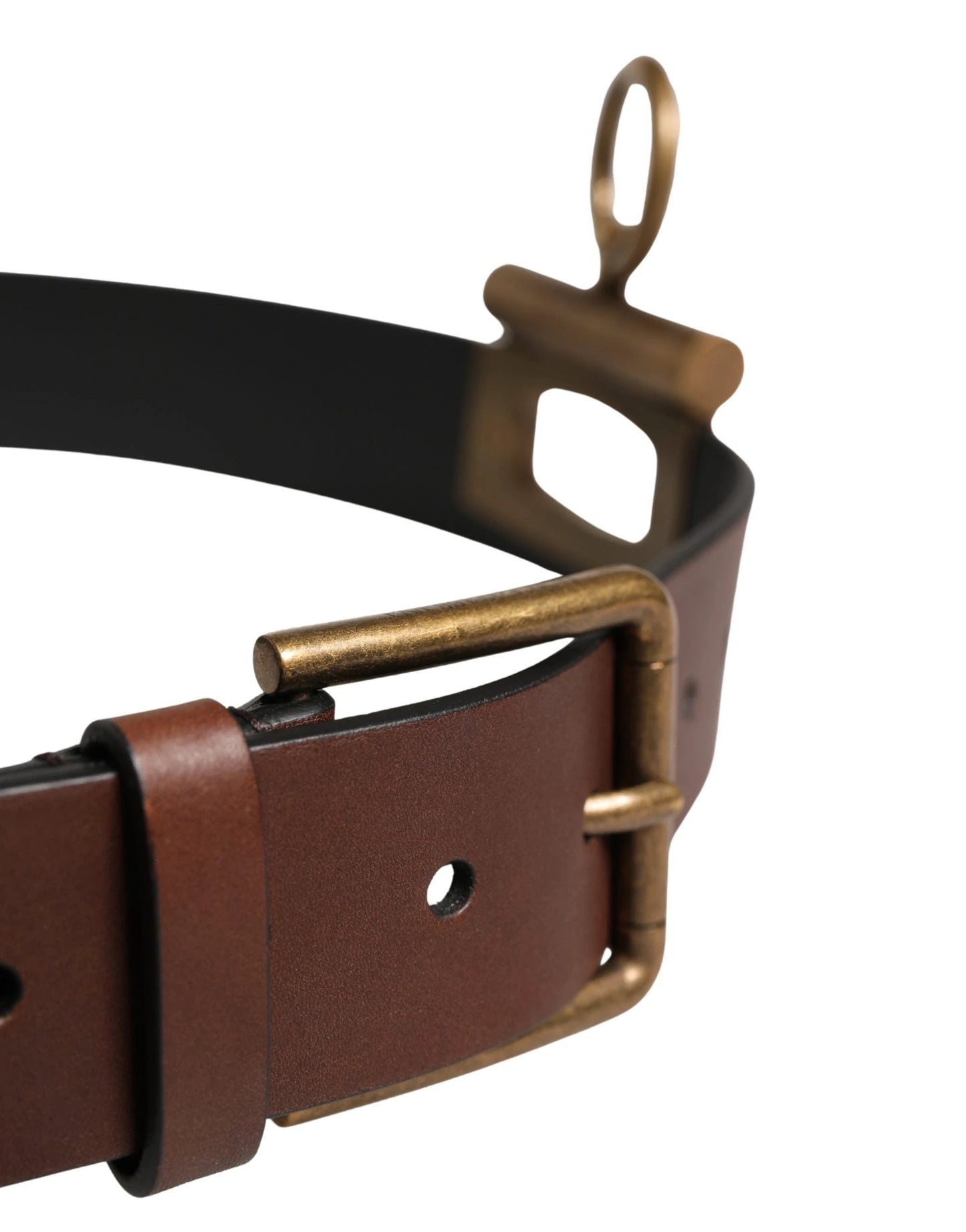 Dolce & Gabbana Men Brown Classic Leather Metal Buckle Belt by Dolce & Gabbana
