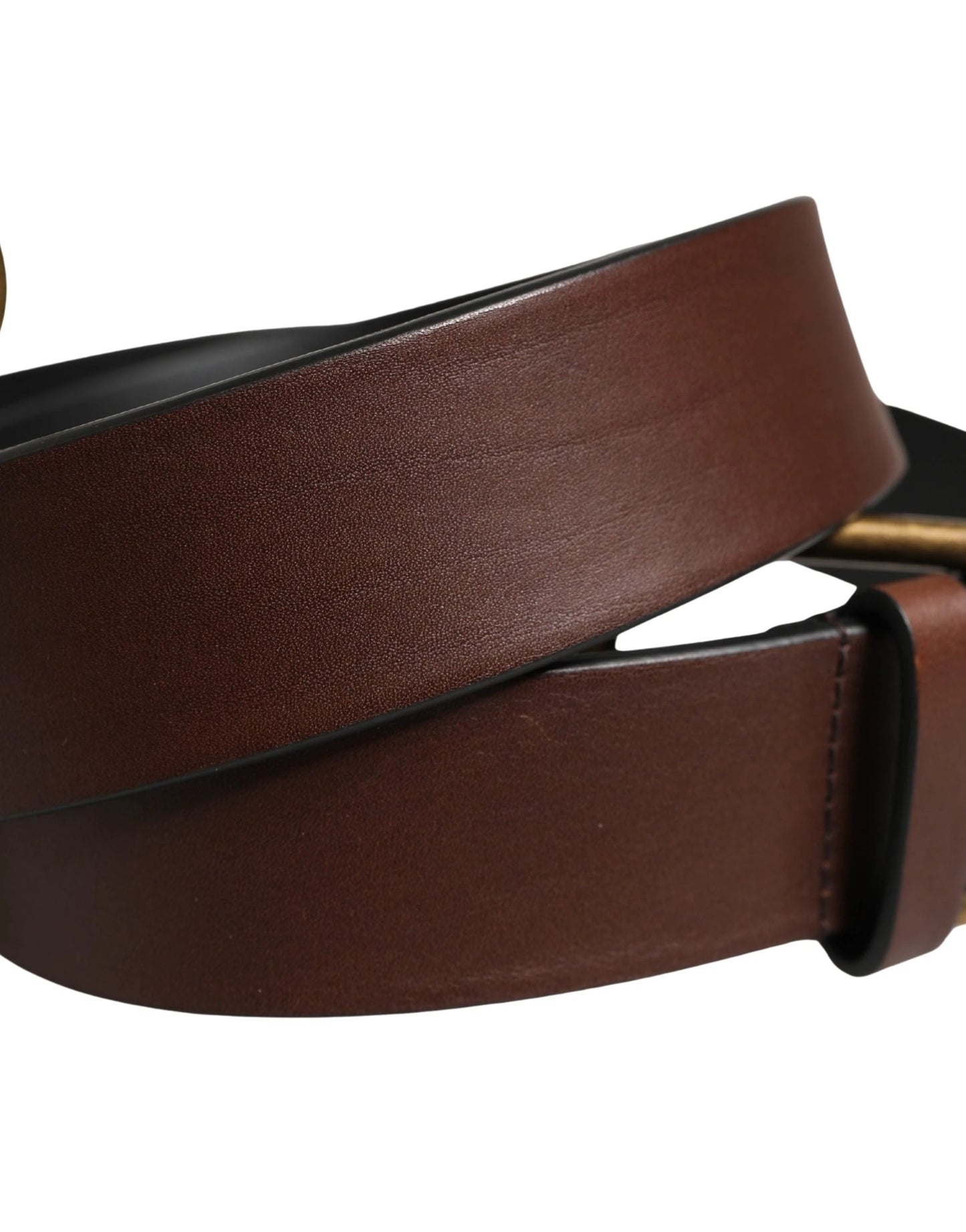 Dolce & Gabbana Men Brown Classic Leather Metal Buckle Belt by Dolce & Gabbana