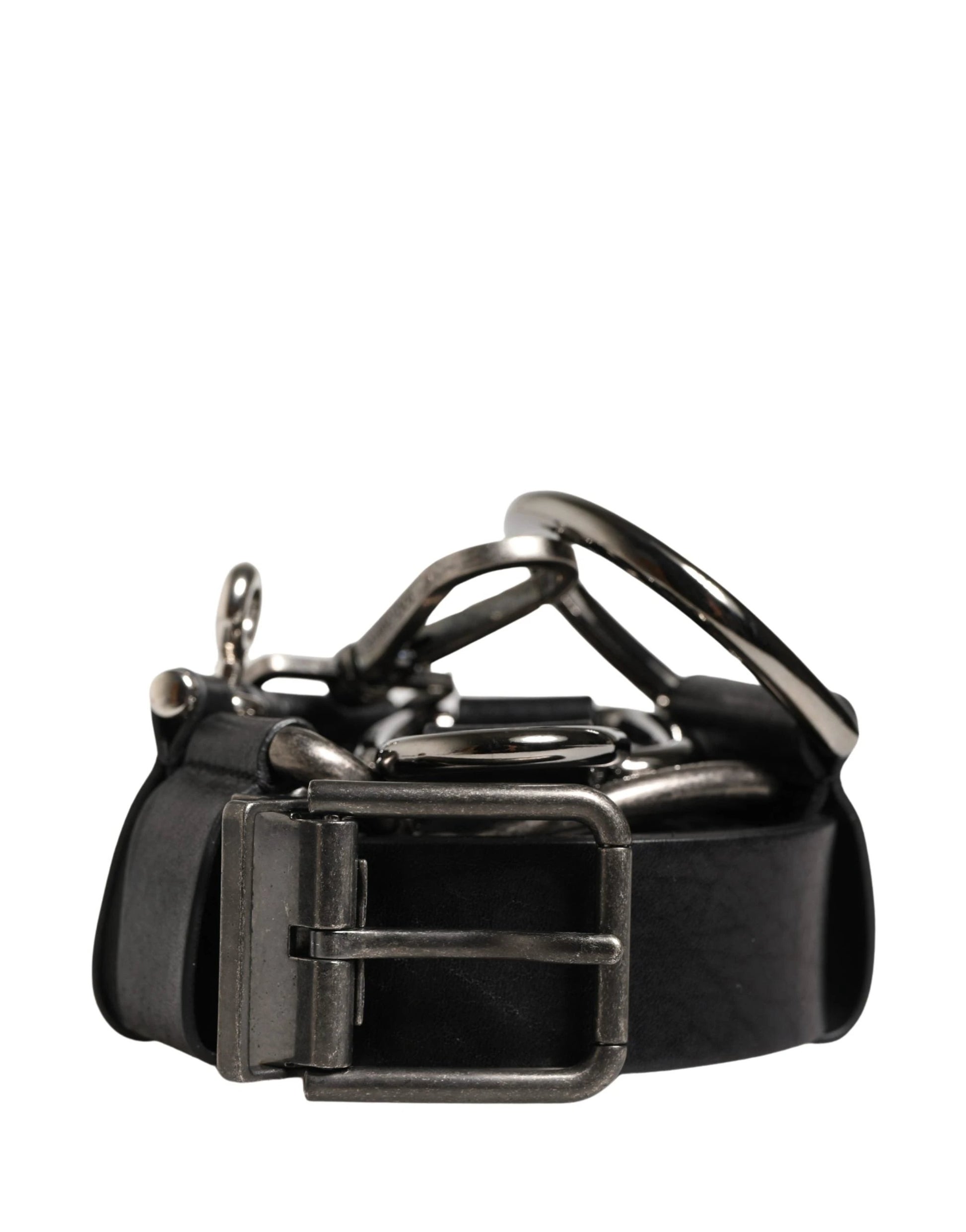 Dolce & Gabbana Black Calf Leather Silver Metal Buckle Belt by Dolce & Gabbana