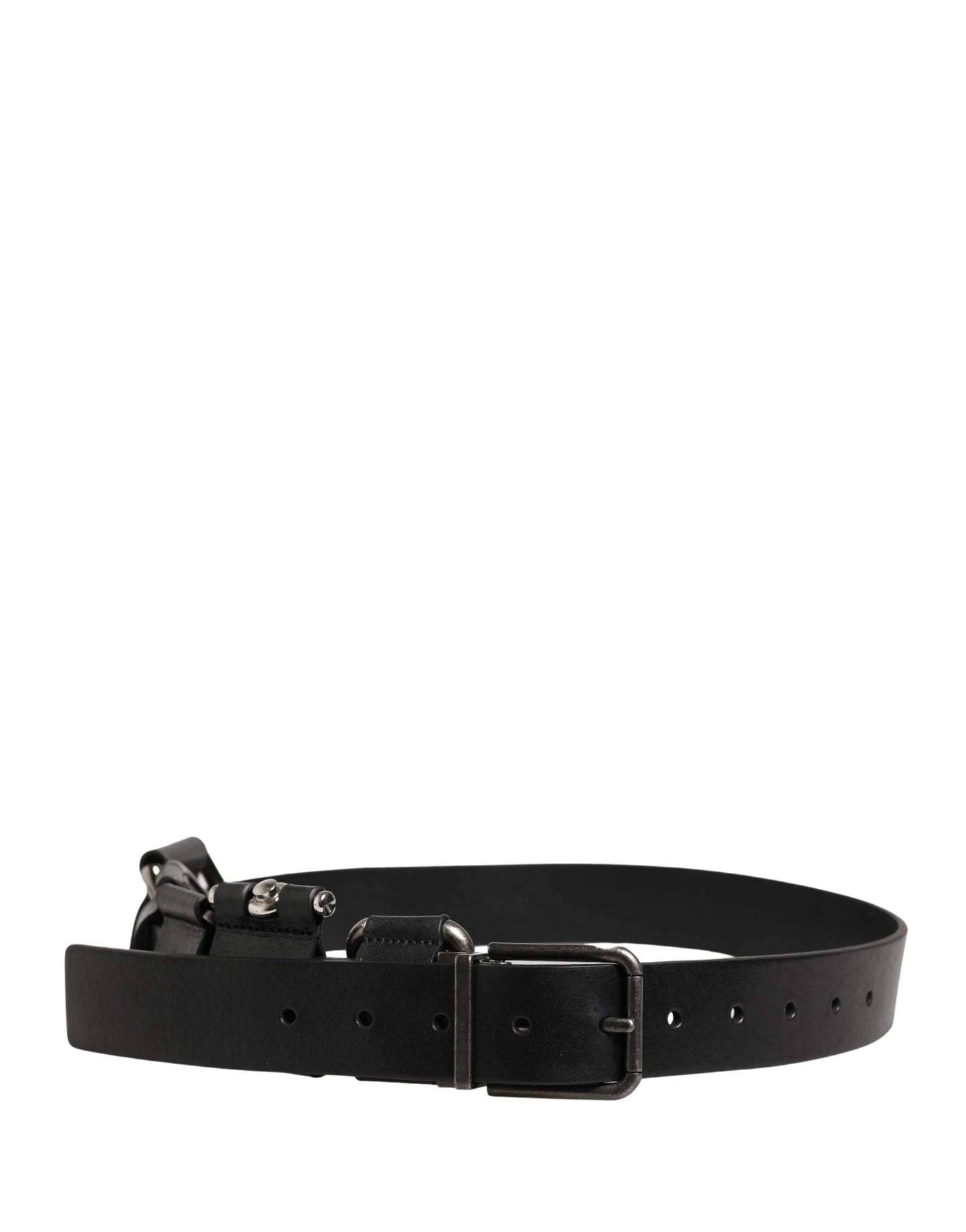 Dolce & Gabbana Black Calf Leather Silver Metal Buckle Belt by Dolce & Gabbana