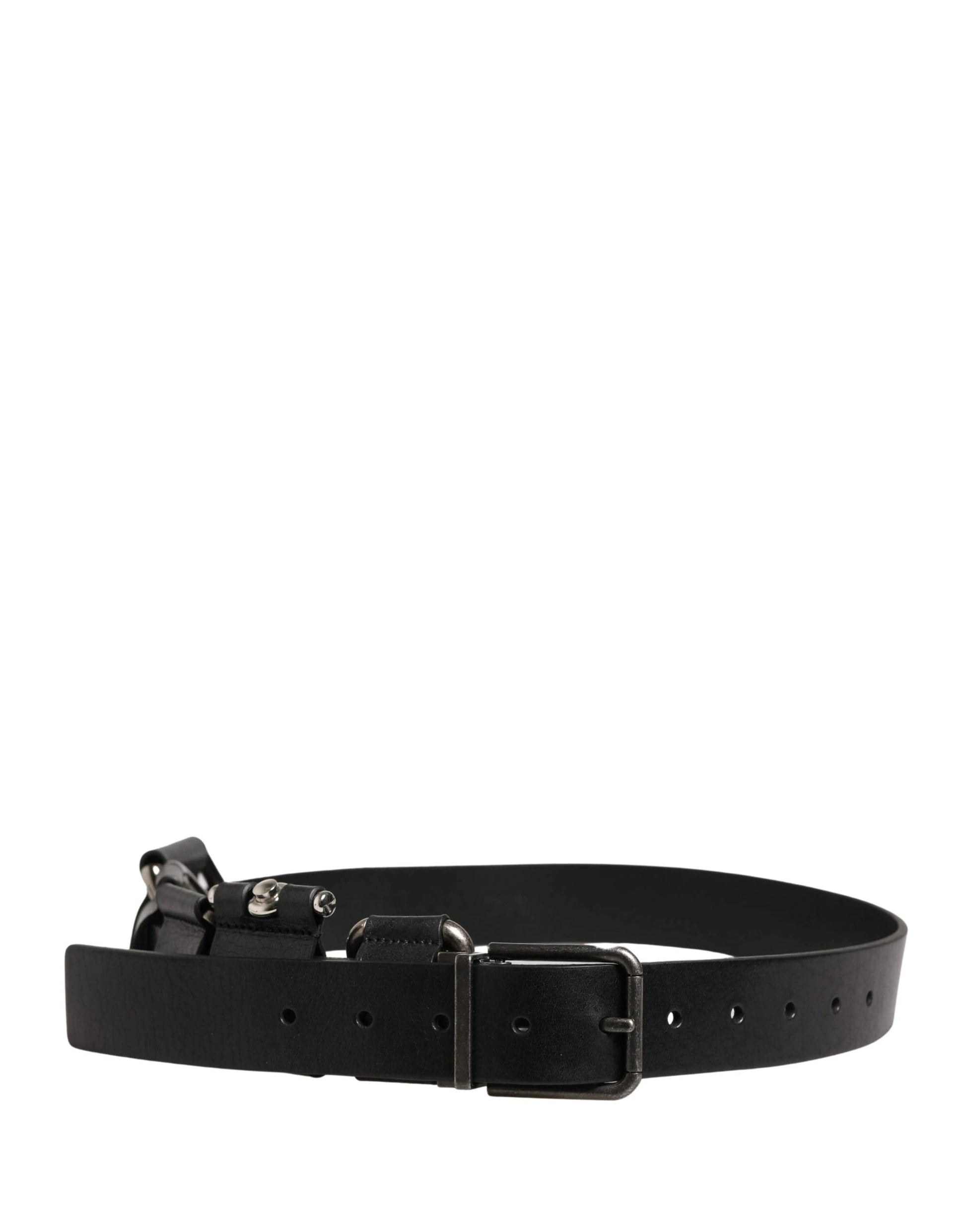 Dolce & Gabbana Black Calf Leather Silver Metal Buckle Belt by Dolce & Gabbana