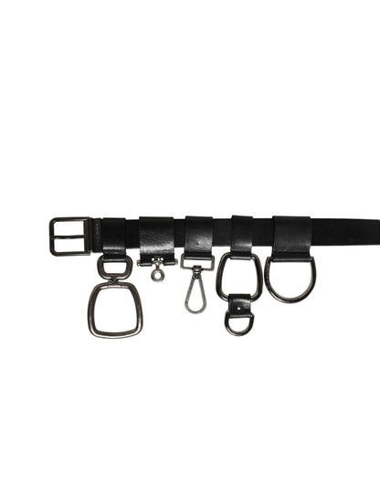 Dolce & Gabbana Black Calf Leather Silver Metal Buckle Belt by Dolce & Gabbana