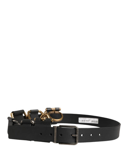 Dolce & Gabbana Men Black Classic Leather Metal Buckle Belt by Dolce & Gabbana