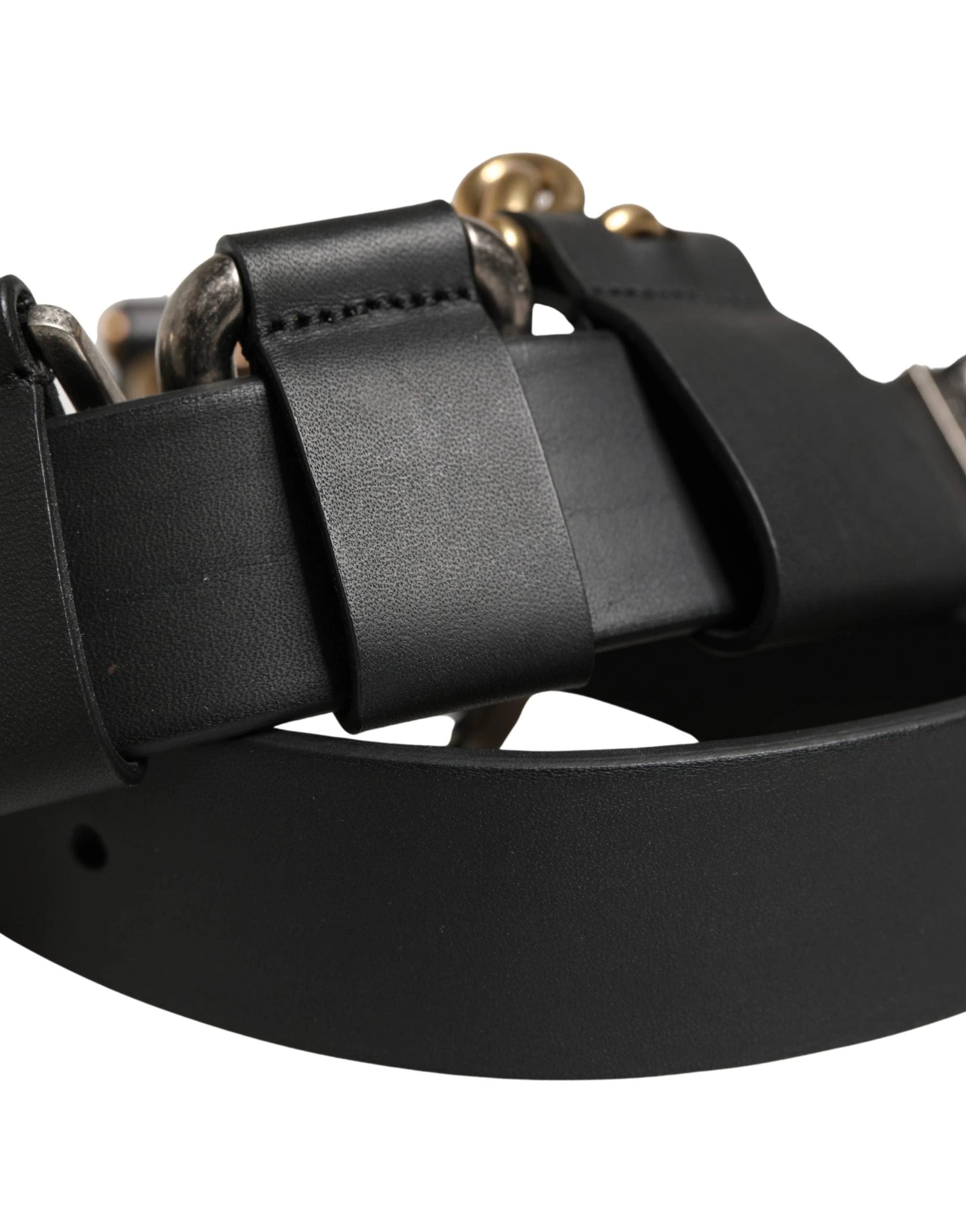 Dolce & Gabbana Men Black Classic Leather Metal Buckle Belt by Dolce & Gabbana