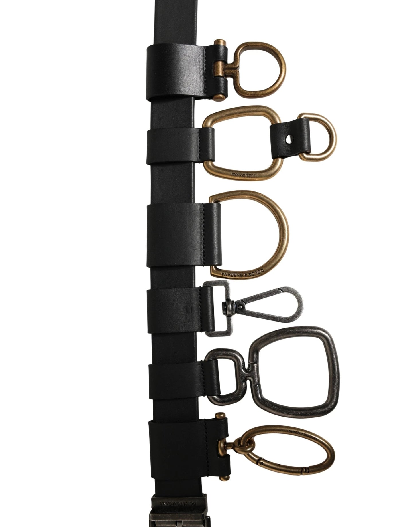 Dolce & Gabbana Men Black Classic Leather Metal Buckle Belt by Dolce & Gabbana