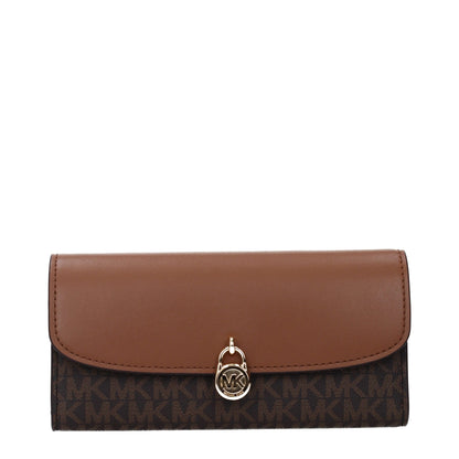 Michael Kors Portefeuille En Tissu Marron Avec Poche Externe Et Logo Visible Design Raffiné