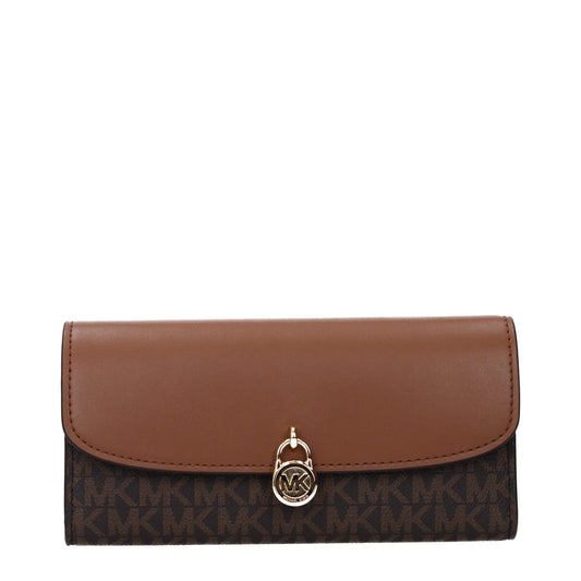 Michael Kors Portefeuille En Tissu Marron Avec Poche Externe Et Logo Visible Design Raffiné