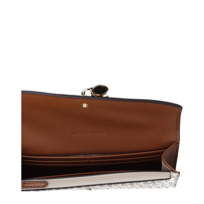 Michael Kors Portefeuille En Tissu Beige Signé Logo Devant Luxe Pour Quotidien Et Pratique