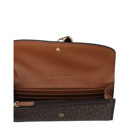 Michael Kors Portefeuille En Tissu Marron Avec Poche Externe Et Logo Visible Design Raffiné