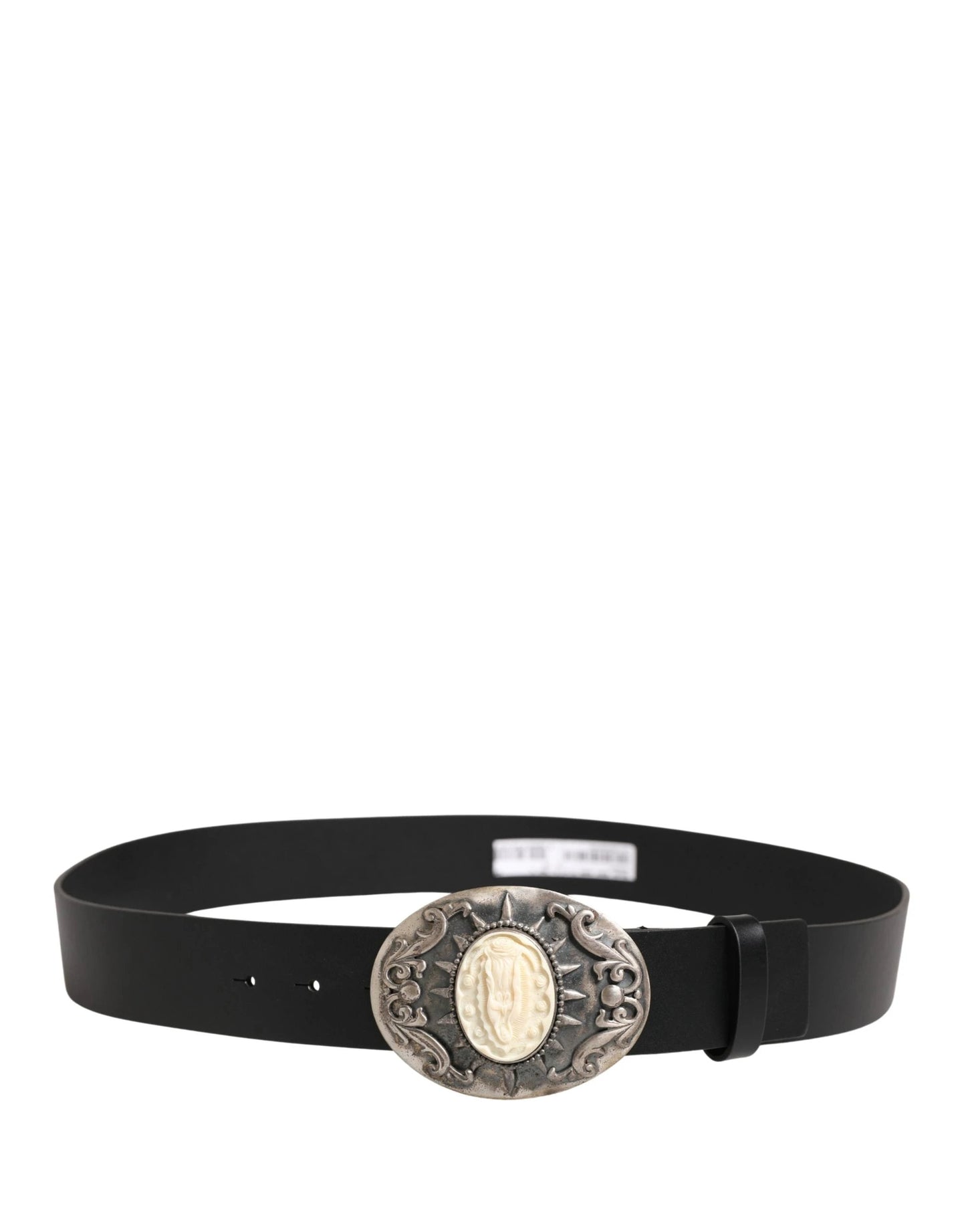 Dolce & Gabbana Black Calf Leather Ornate Metal Buckle Belt by Dolce & Gabbana