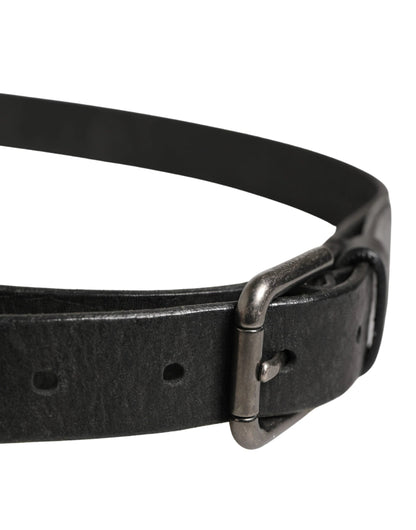 Dolce & Gabbana Men Black Calfskin Leather Metal Buckle Belt by Dolce & Gabbana