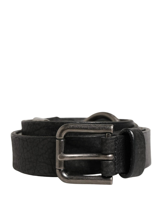 Dolce & Gabbana Men Black Calfskin Leather Metal Buckle Belt by Dolce & Gabbana