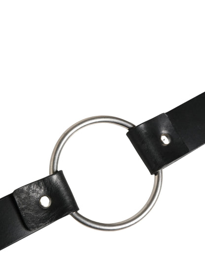 Dolce & Gabbana Black Double Strap Leather Silver Buckle Belt by Dolce & Gabbana