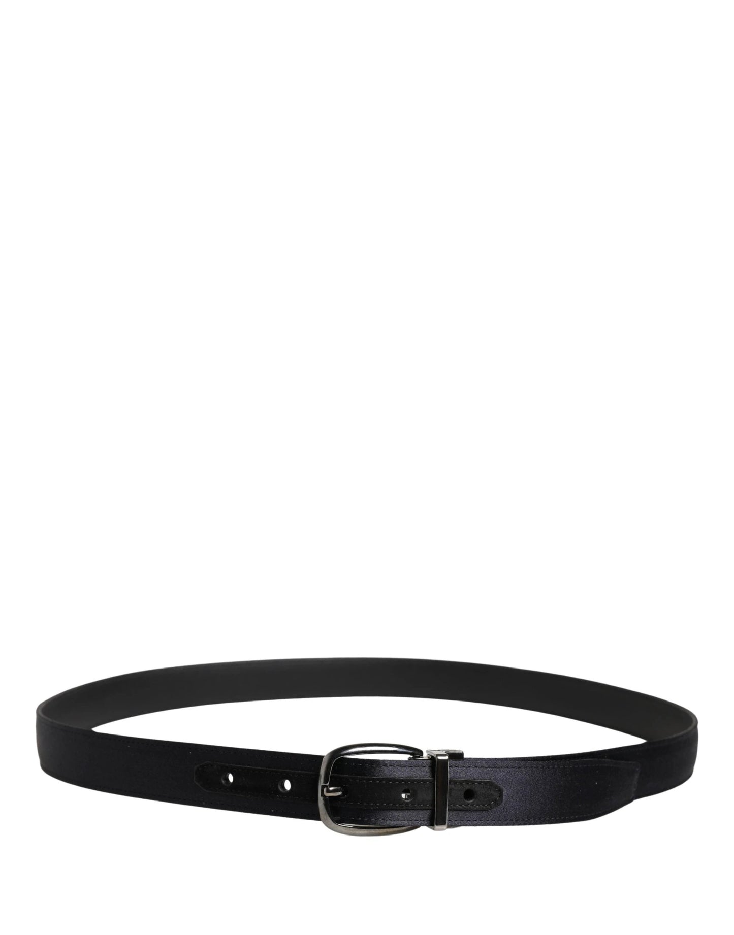 Dolce & Gabbana Men Black Classic Viscose Metal Buckle Belt by Dolce & Gabbana