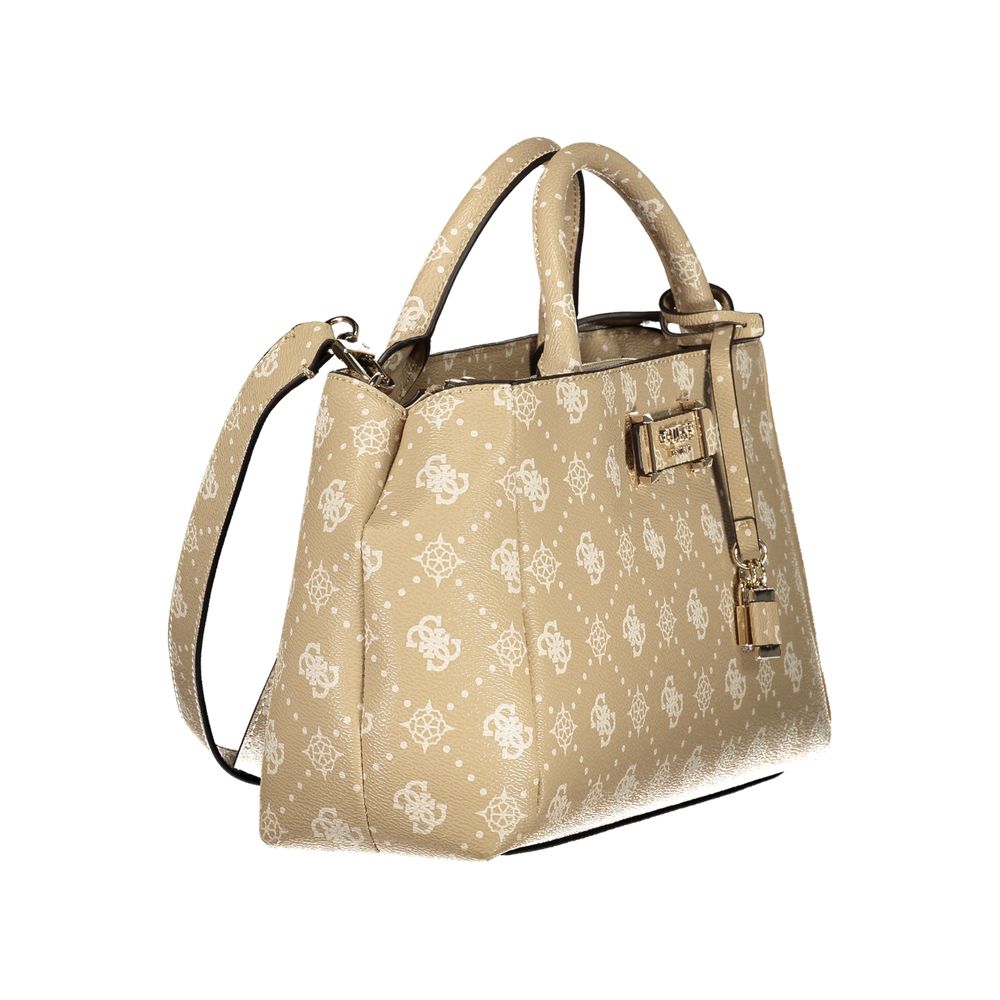 Sac À Main Guess Jeans Carrie Logo Beige Polyuréthane Pour Femmes
