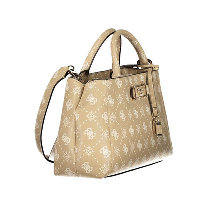Sac À Main Guess Jeans Carrie Logo Beige Polyuréthane Pour Femmes