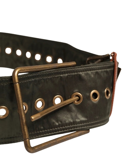 Dolce & Gabbana Men Black Wide Leather DG Metal Buckle Belt by Dolce & Gabbana