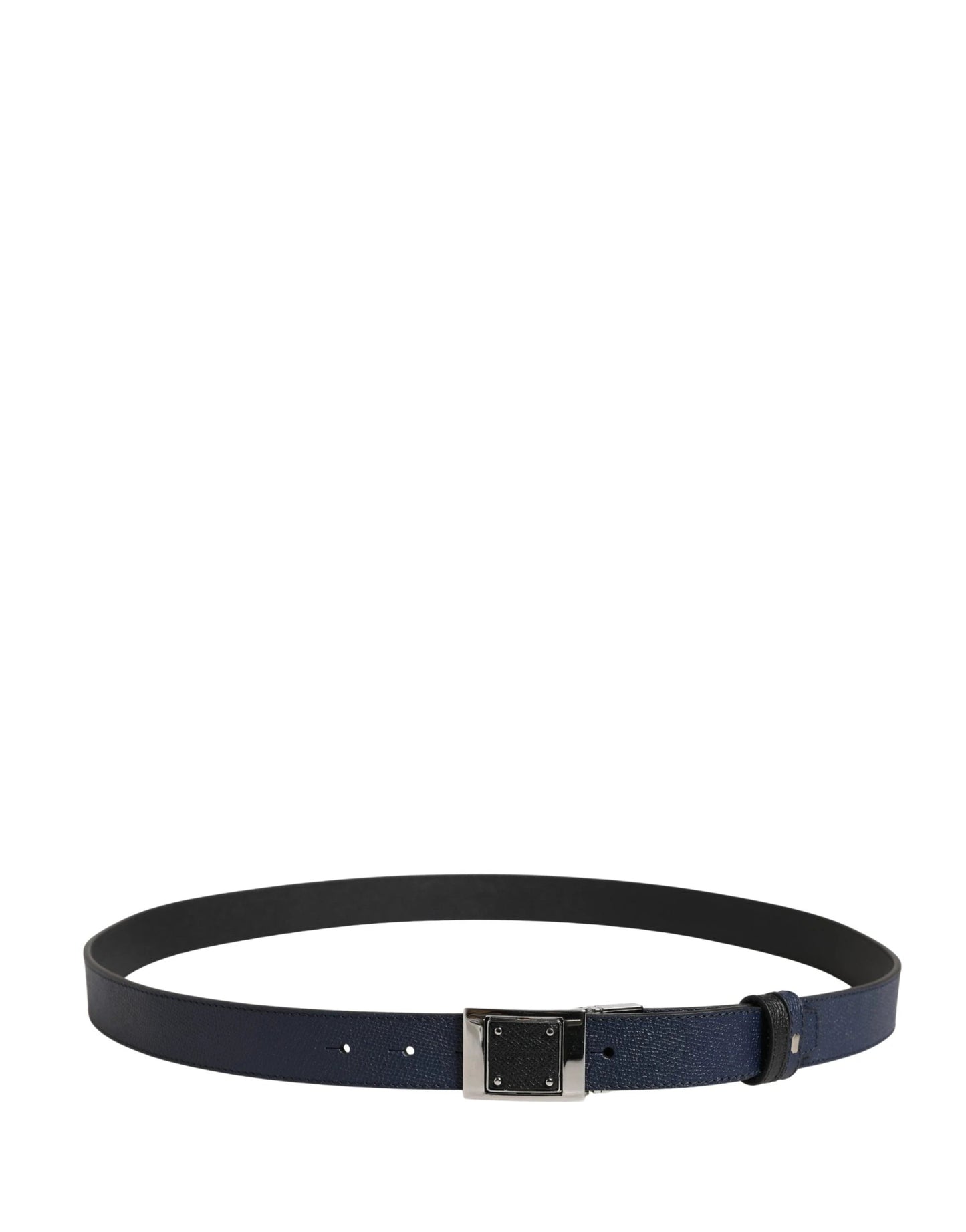 Dolce & Gabbana Men Blue Calfskin Leather Square Buckle Belt by Dolce & Gabbana