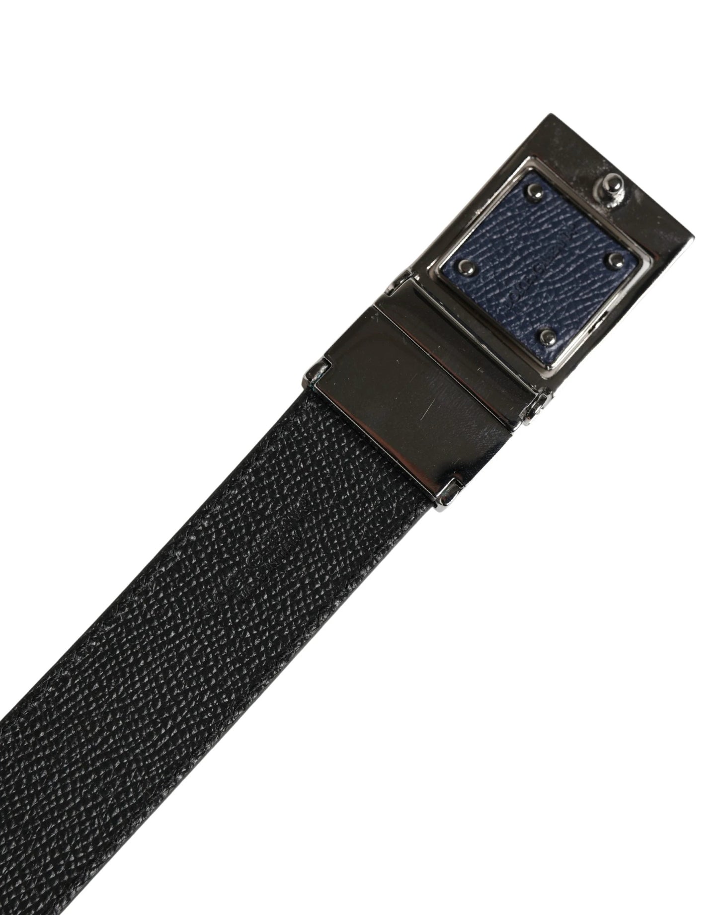Dolce & Gabbana Men Blue Calfskin Leather Square Buckle Belt by Dolce & Gabbana