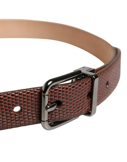 Dolce & Gabbana Men Brown Goatskin Leather Metal Buckle Belt by Dolce & Gabbana