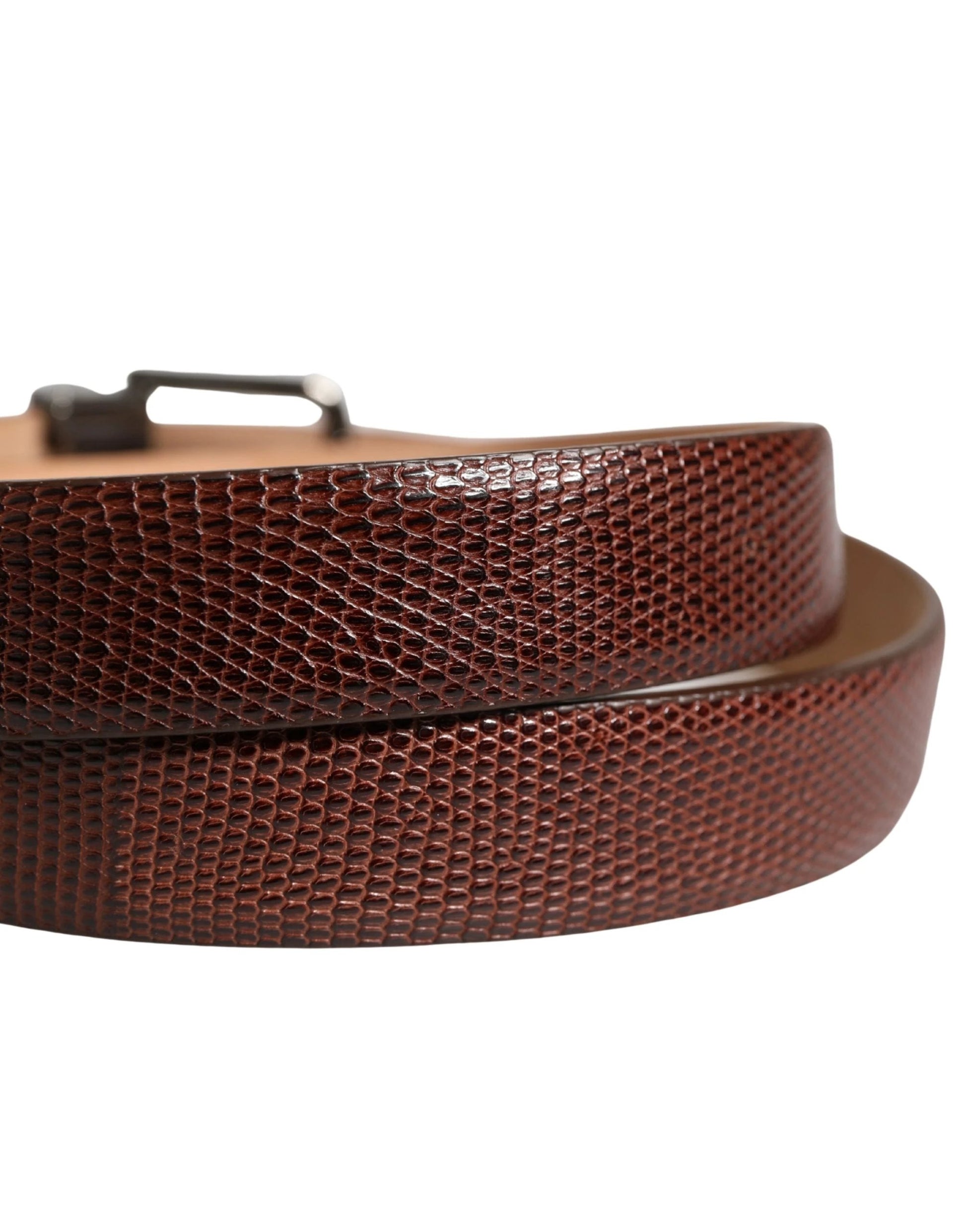 Dolce & Gabbana Men Brown Goatskin Leather Metal Buckle Belt by Dolce & Gabbana