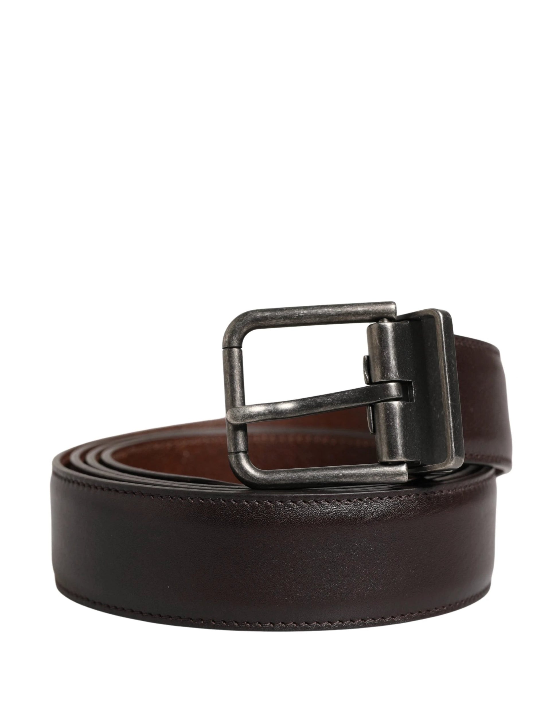 Dolce & Gabbana Men Brown Classic Leather Metal Buckle Belt by Dolce & Gabbana