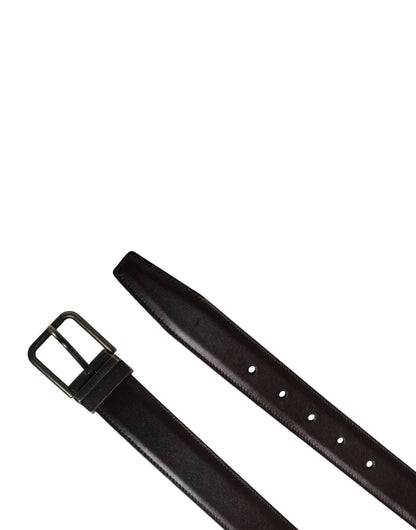 Dolce & Gabbana Men Brown Classic Leather Metal Buckle Belt by Dolce & Gabbana