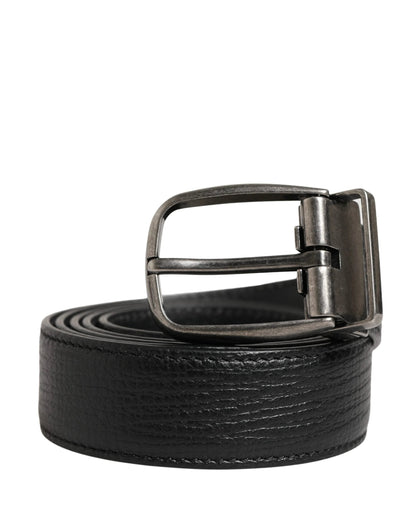 Dolce & Gabbana Men Black Classic Leather Metal Buckle Belt by Dolce & Gabbana