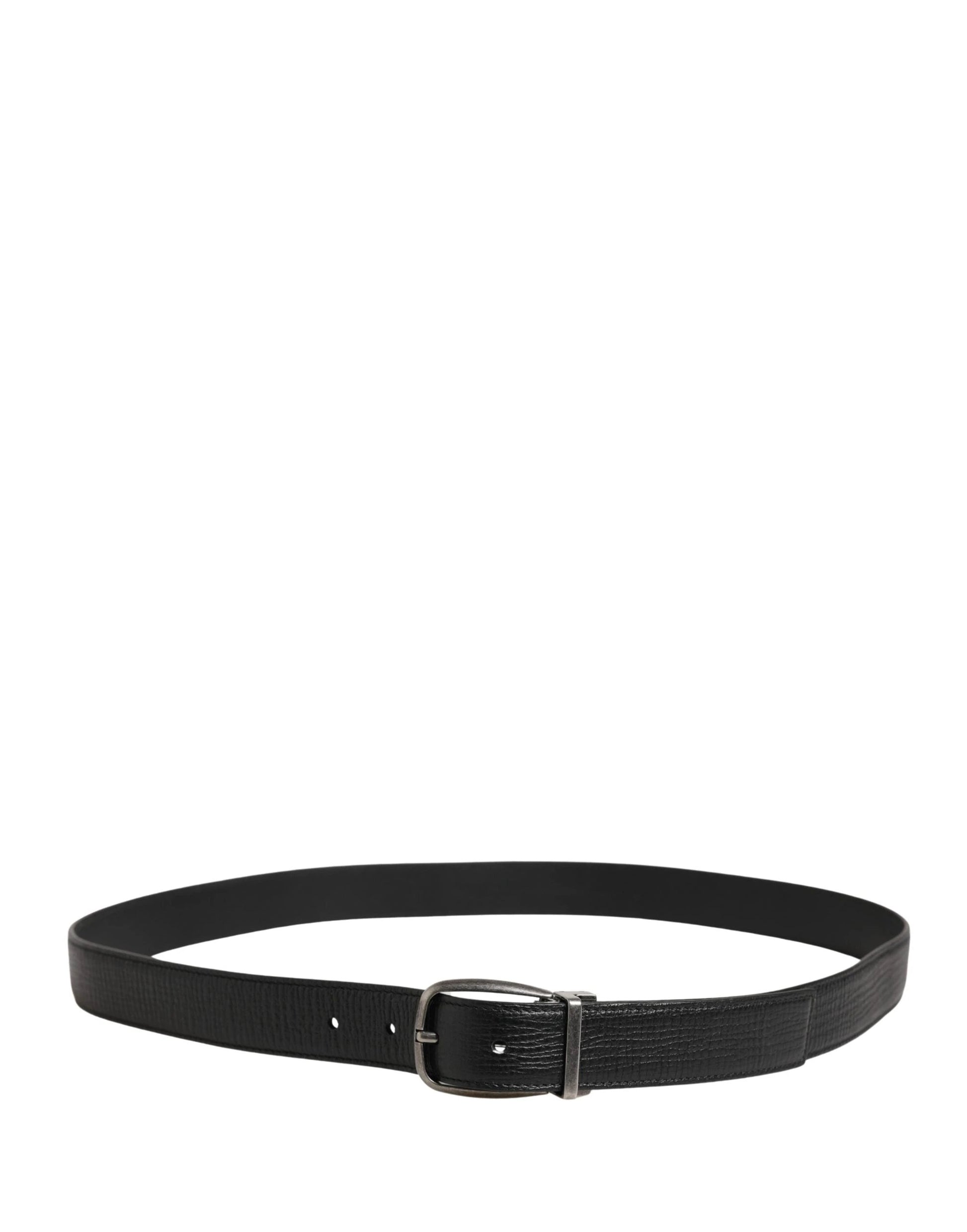 Dolce & Gabbana Men Black Classic Leather Metal Buckle Belt by Dolce & Gabbana