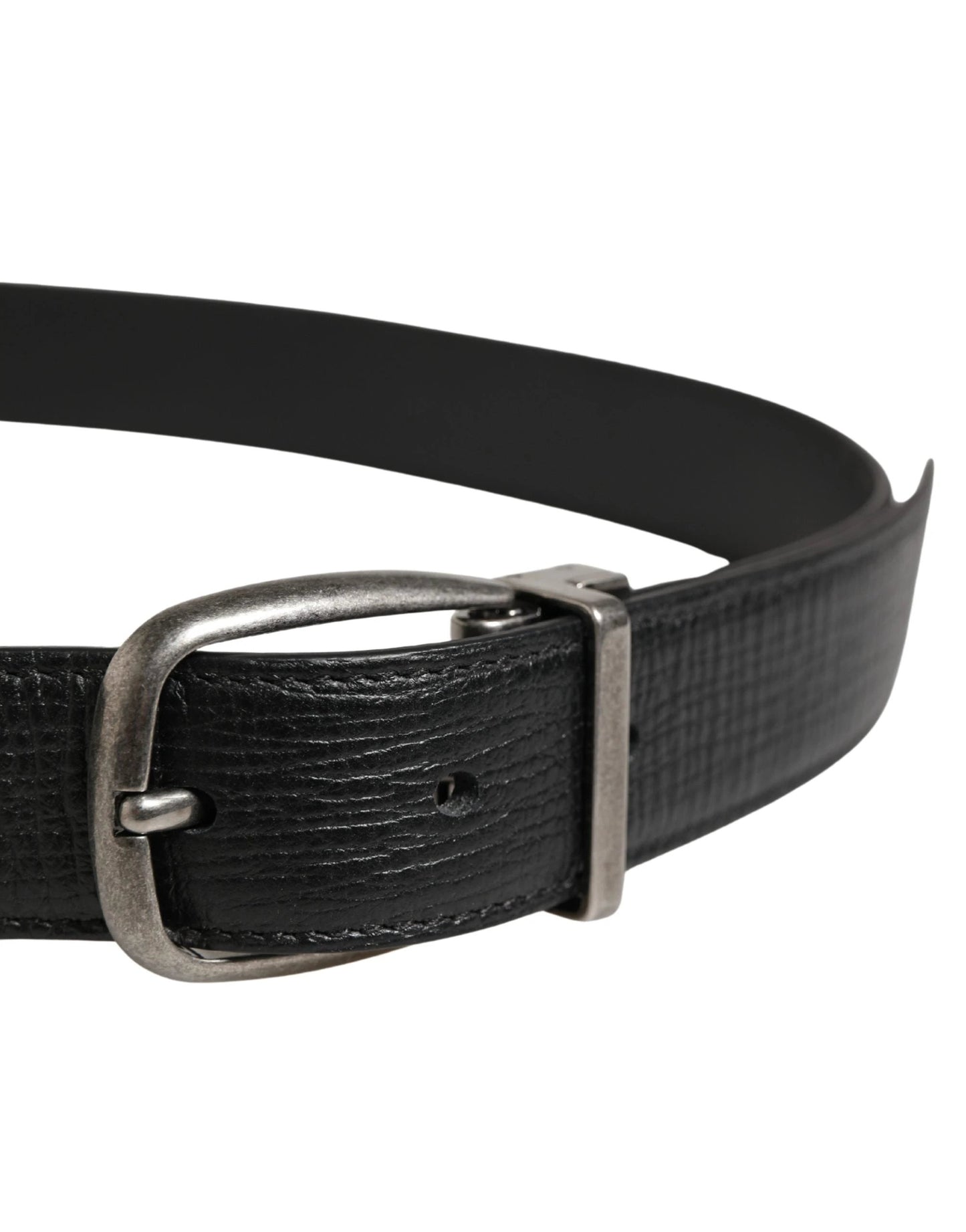 Dolce & Gabbana Men Black Classic Leather Metal Buckle Belt by Dolce & Gabbana