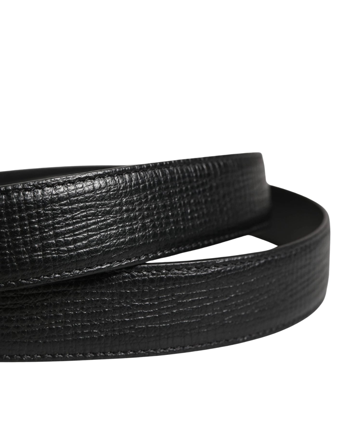 Dolce & Gabbana Men Black Classic Leather Metal Buckle Belt by Dolce & Gabbana