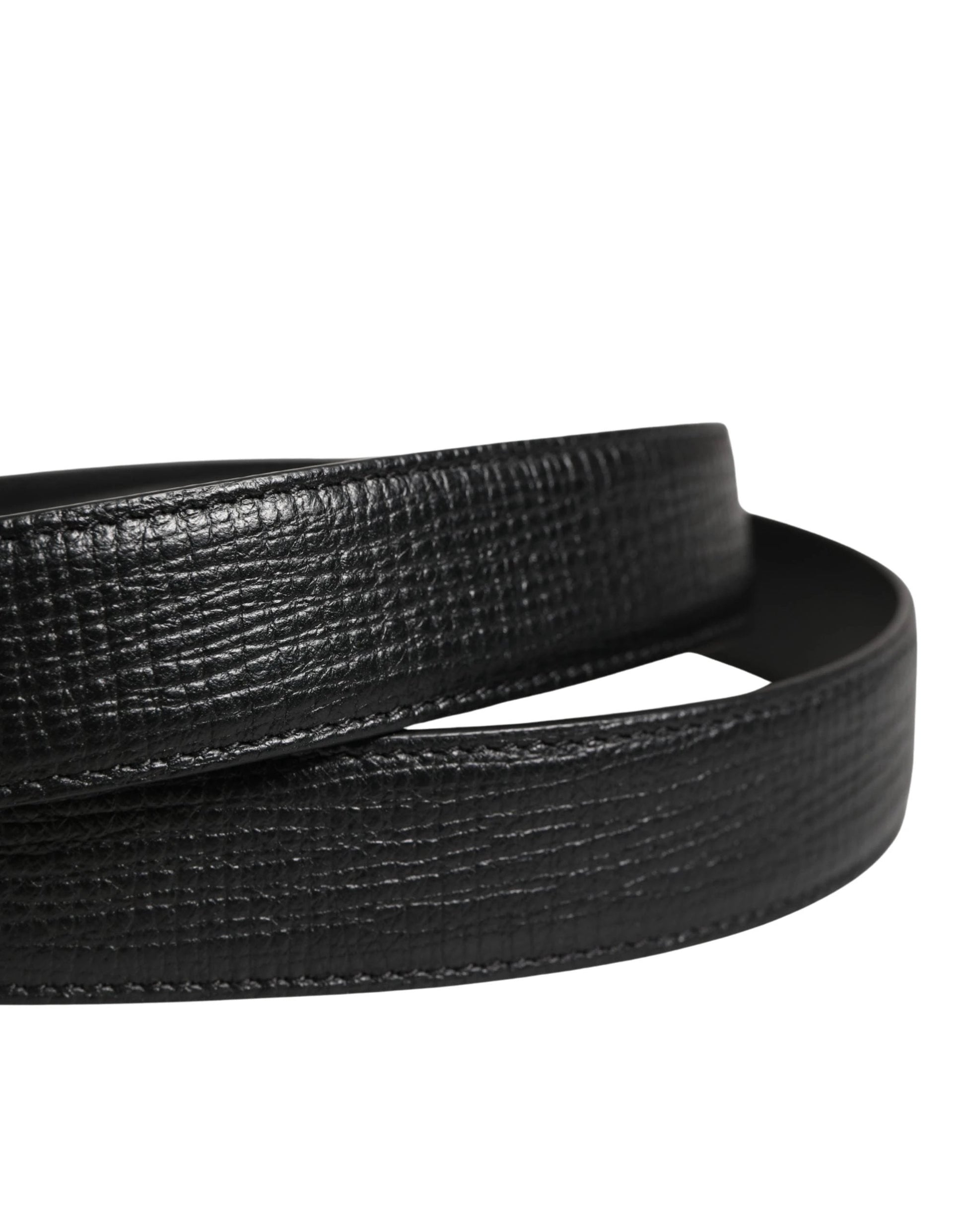 Dolce & Gabbana Men Black Classic Leather Metal Buckle Belt by Dolce & Gabbana