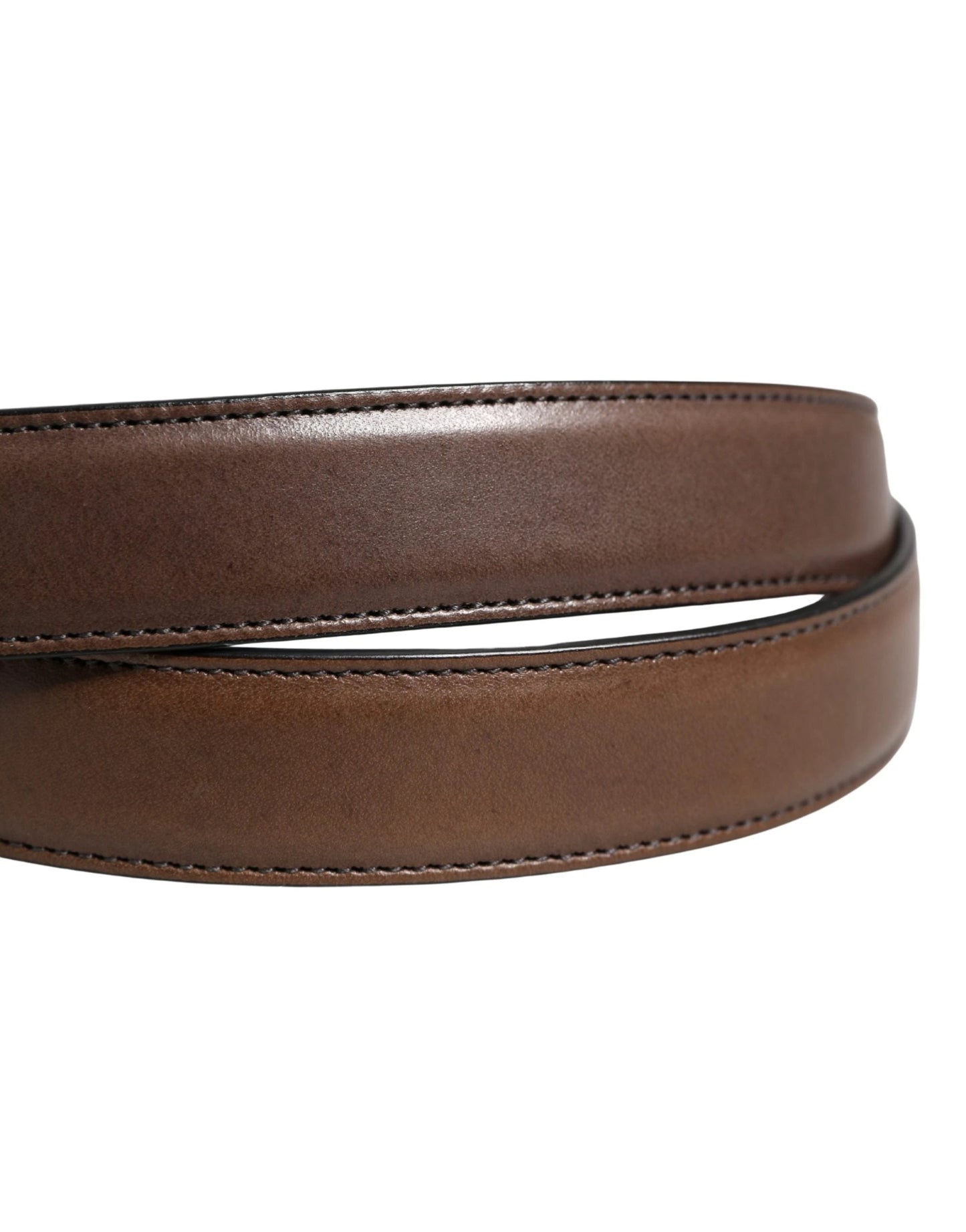 Dolce & Gabbana Men Brown Classic Leather Metal Buckle Belt by Dolce & Gabbana